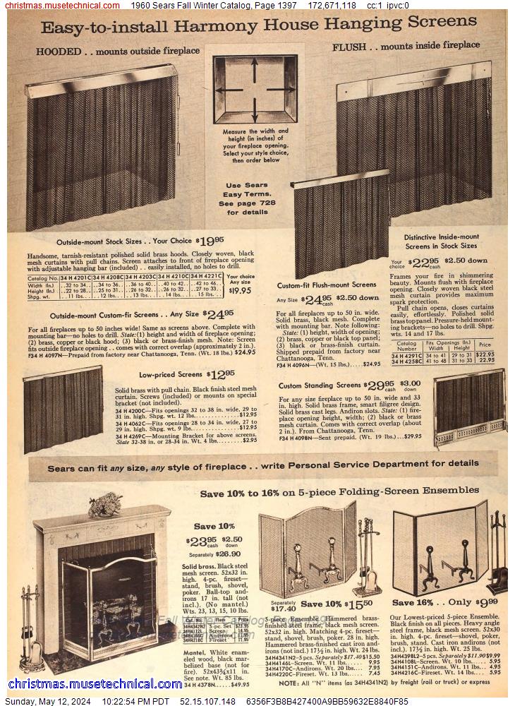 1960 Sears Fall Winter Catalog, Page 1397