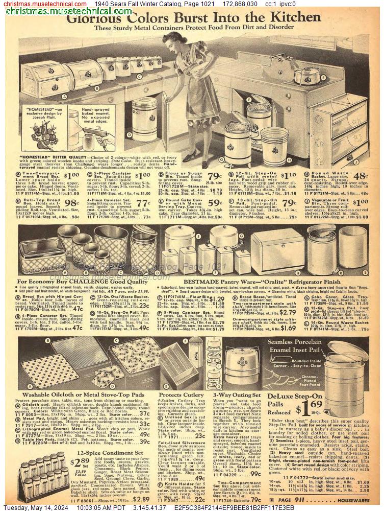 1940 Sears Fall Winter Catalog, Page 1021