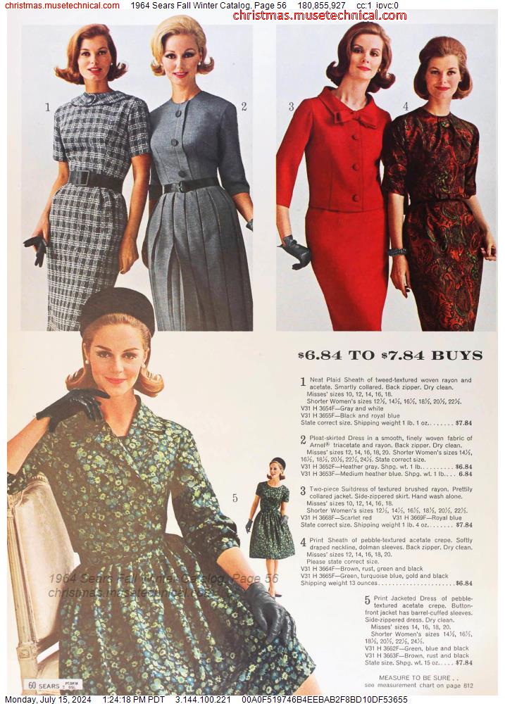 1964 Sears Fall Winter Catalog, Page 56
