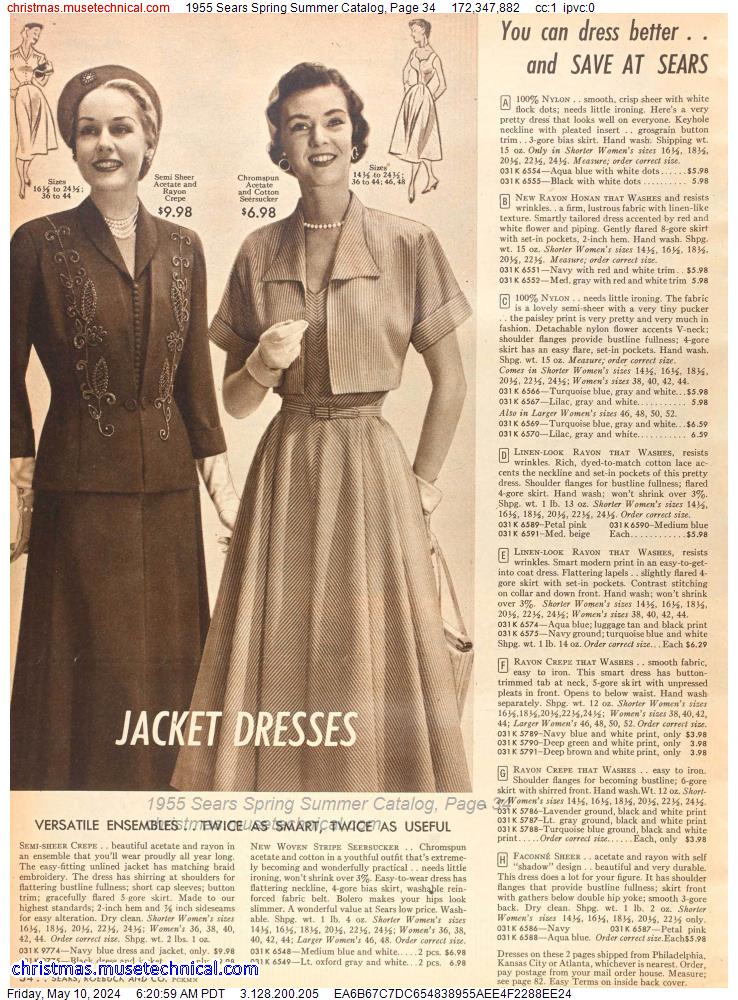 1955 Sears Spring Summer Catalog, Page 34