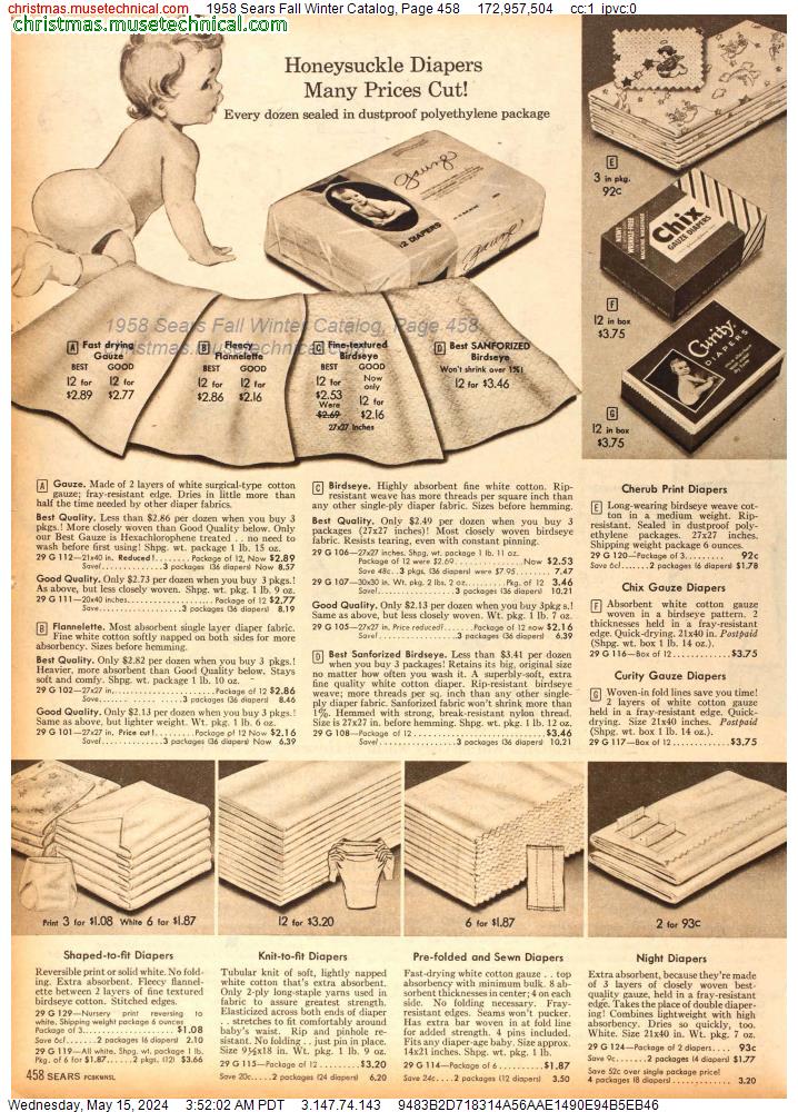 1958 Sears Fall Winter Catalog, Page 458