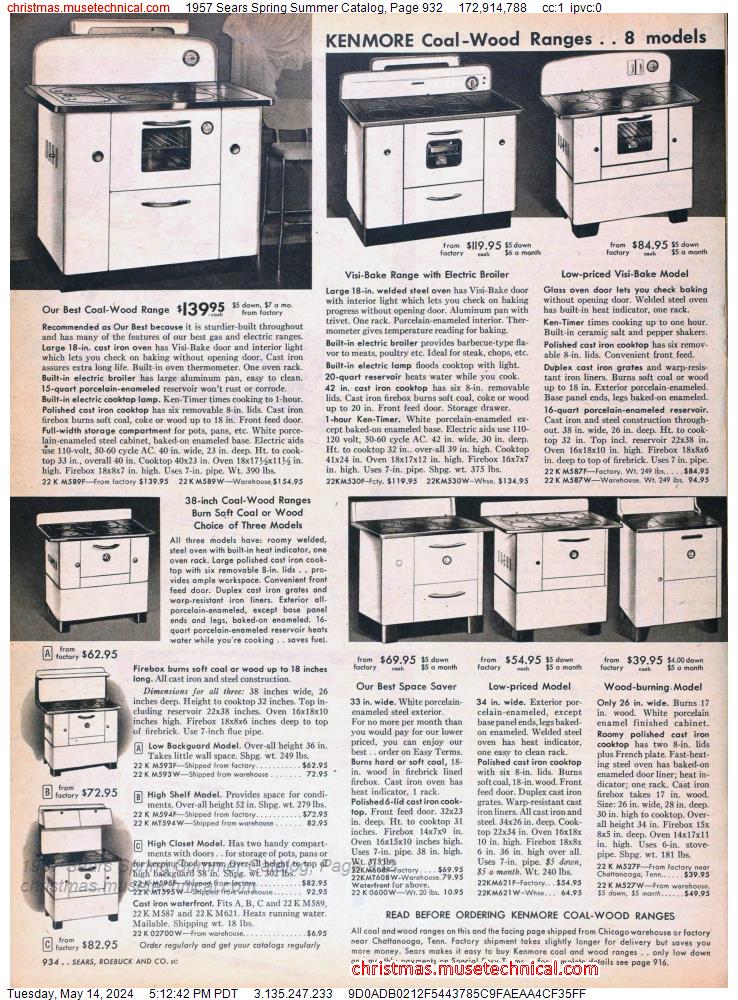 1957 Sears Spring Summer Catalog, Page 932