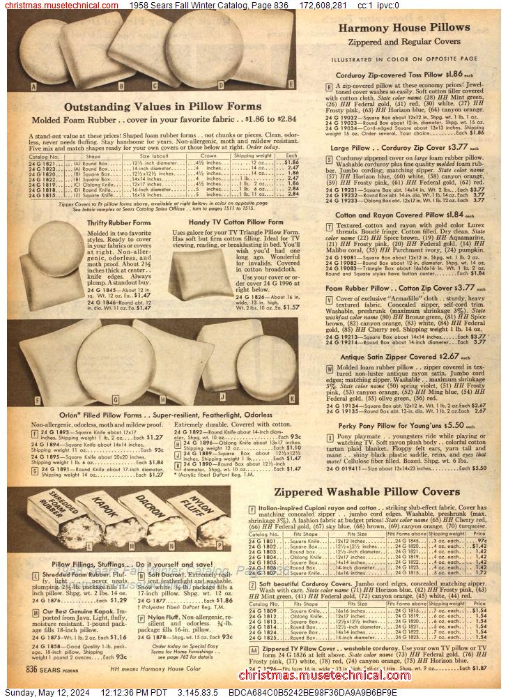 1958 Sears Fall Winter Catalog, Page 836