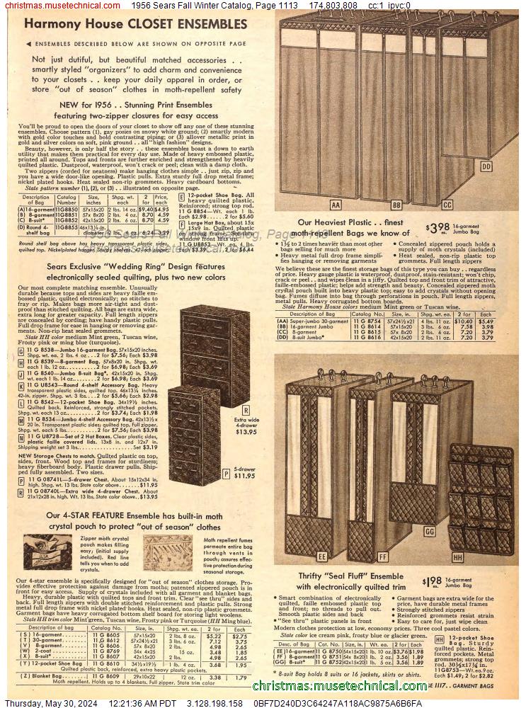 1956 Sears Fall Winter Catalog, Page 1113