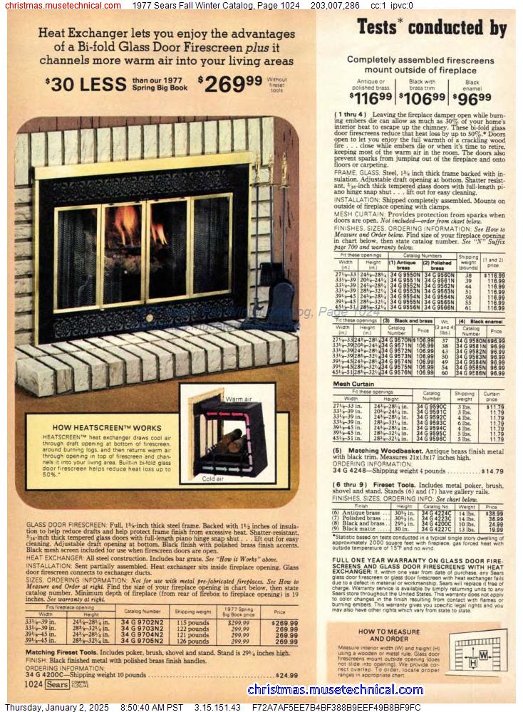 1977 Sears Fall Winter Catalog, Page 1024