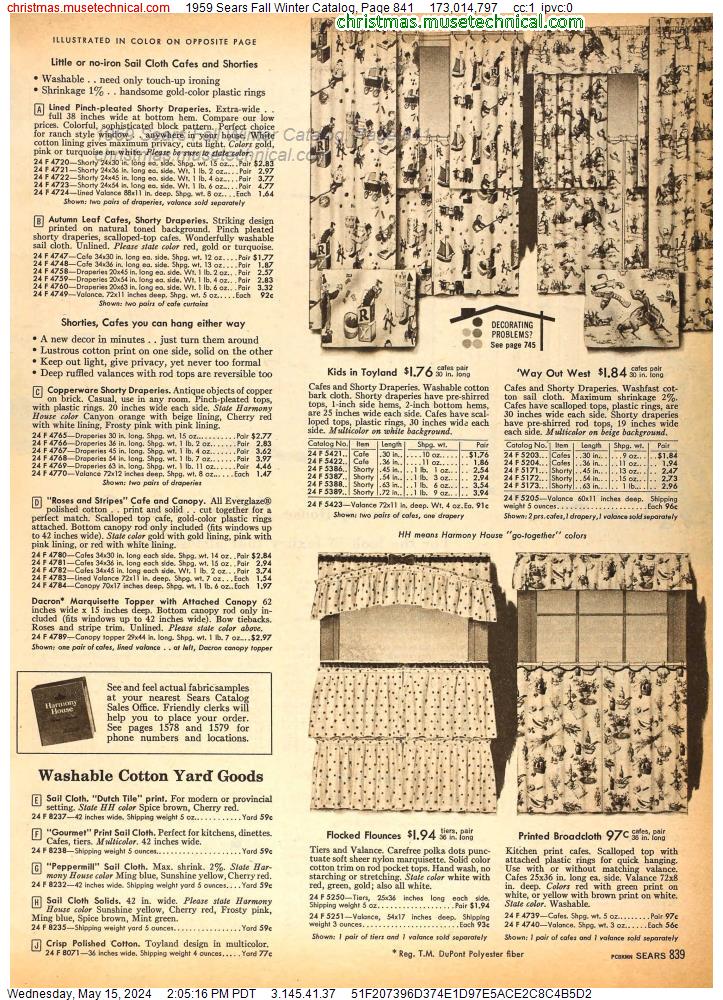 1959 Sears Fall Winter Catalog, Page 841