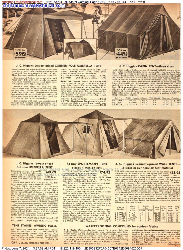 1952 Sears Fall Winter Catalog, Page 1070