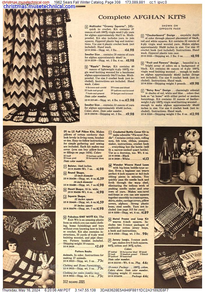 1962 Sears Fall Winter Catalog, Page 308