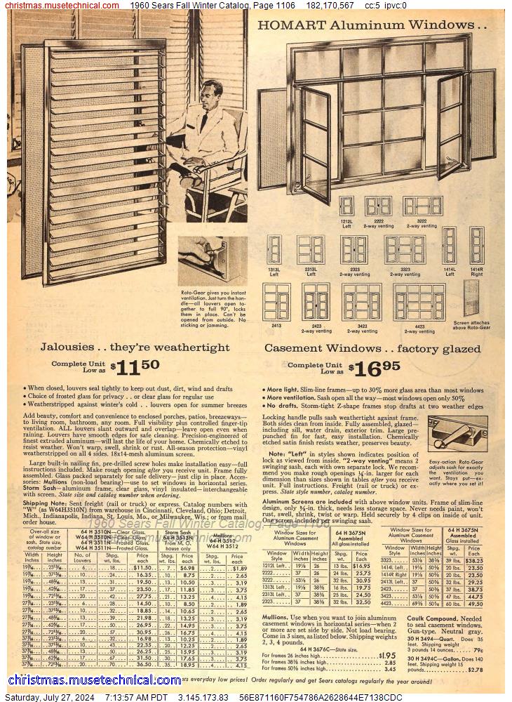 1960 Sears Fall Winter Catalog, Page 1106