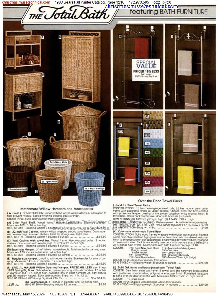1983 Sears Fall Winter Catalog, Page 1216