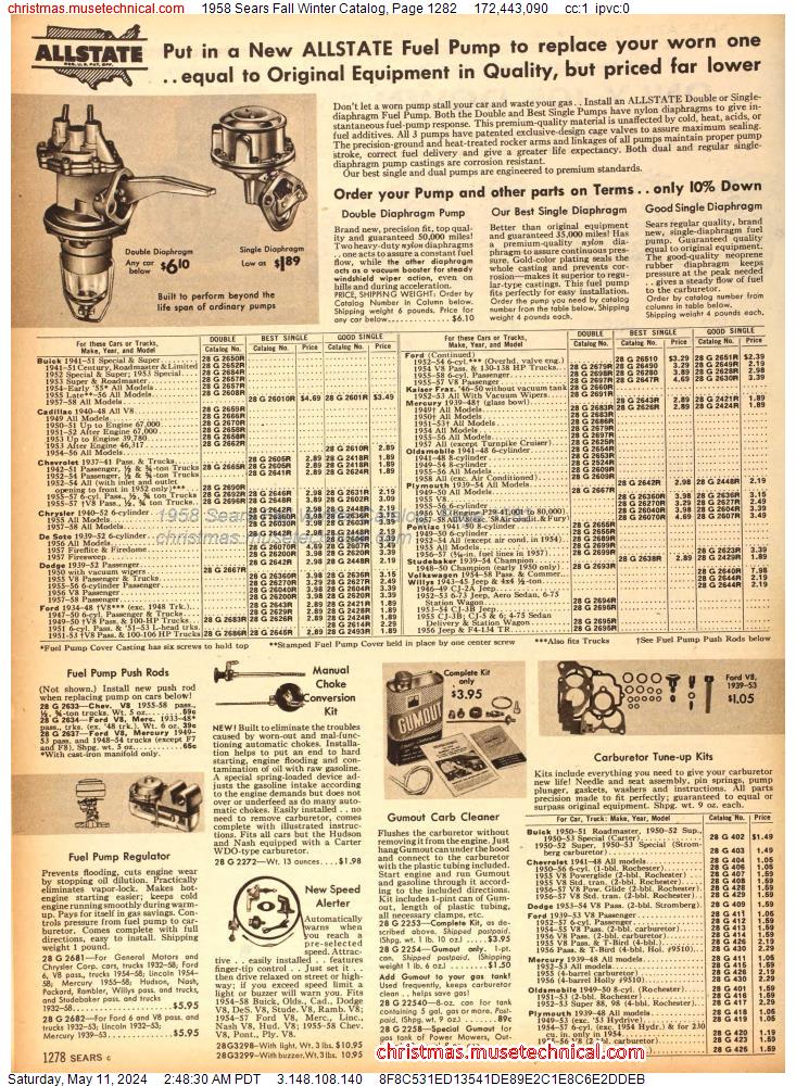 1958 Sears Fall Winter Catalog, Page 1282