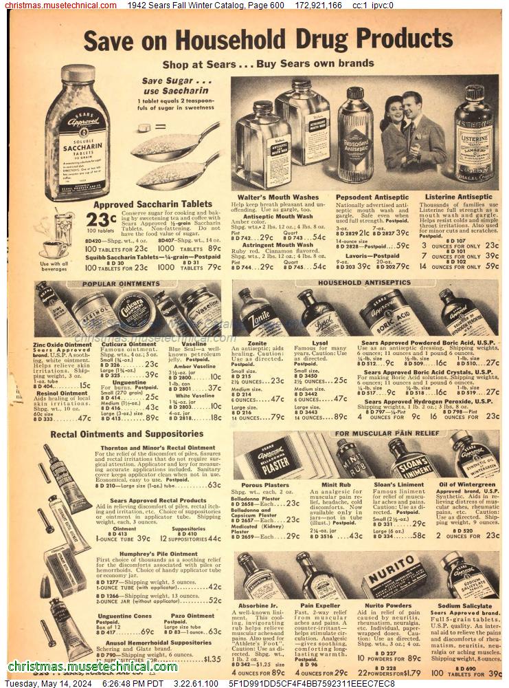 1942 Sears Fall Winter Catalog, Page 600