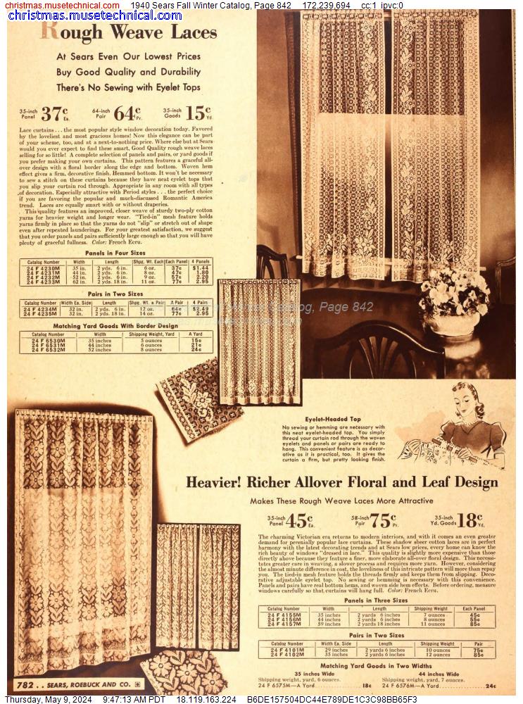1940 Sears Fall Winter Catalog, Page 842