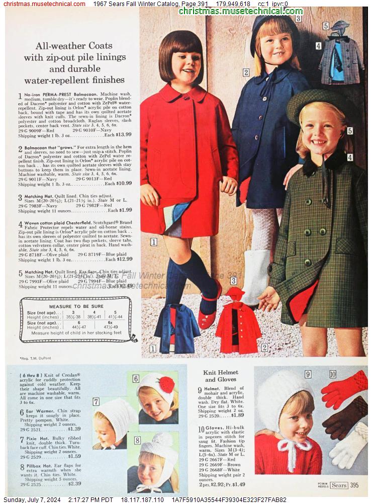 1967 Sears Fall Winter Catalog, Page 391