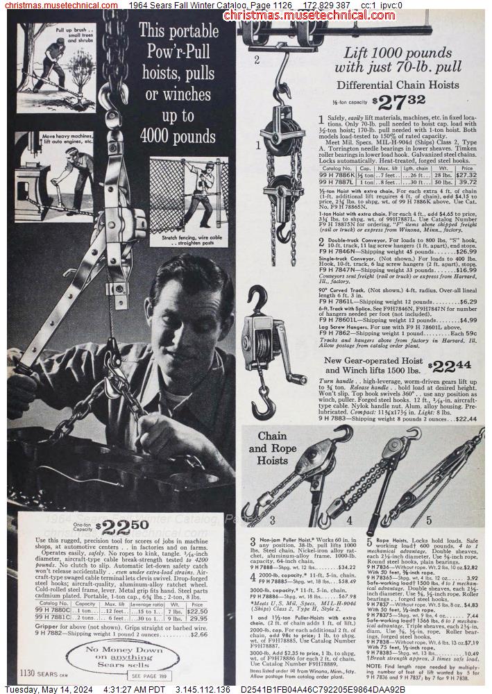 1964 Sears Fall Winter Catalog, Page 1126