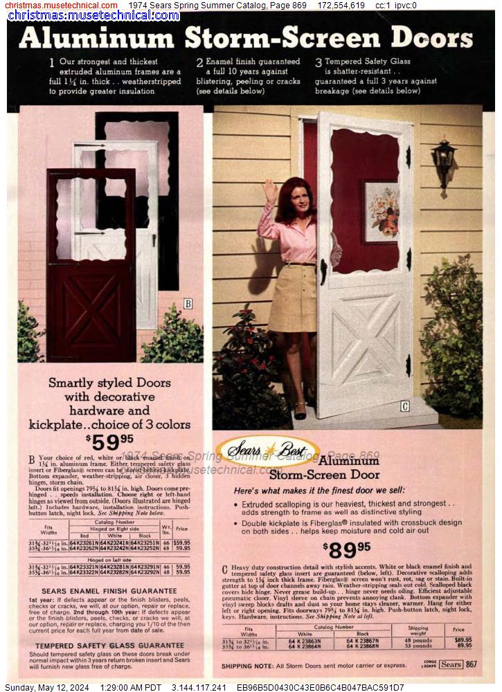1974 Sears Spring Summer Catalog, Page 869