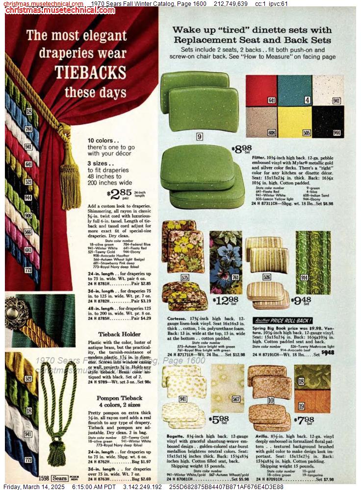 1970 Sears Fall Winter Catalog, Page 1600