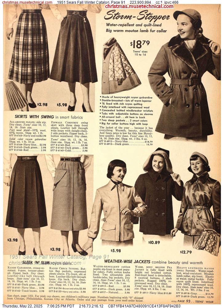 1951 Sears Fall Winter Catalog, Page 91