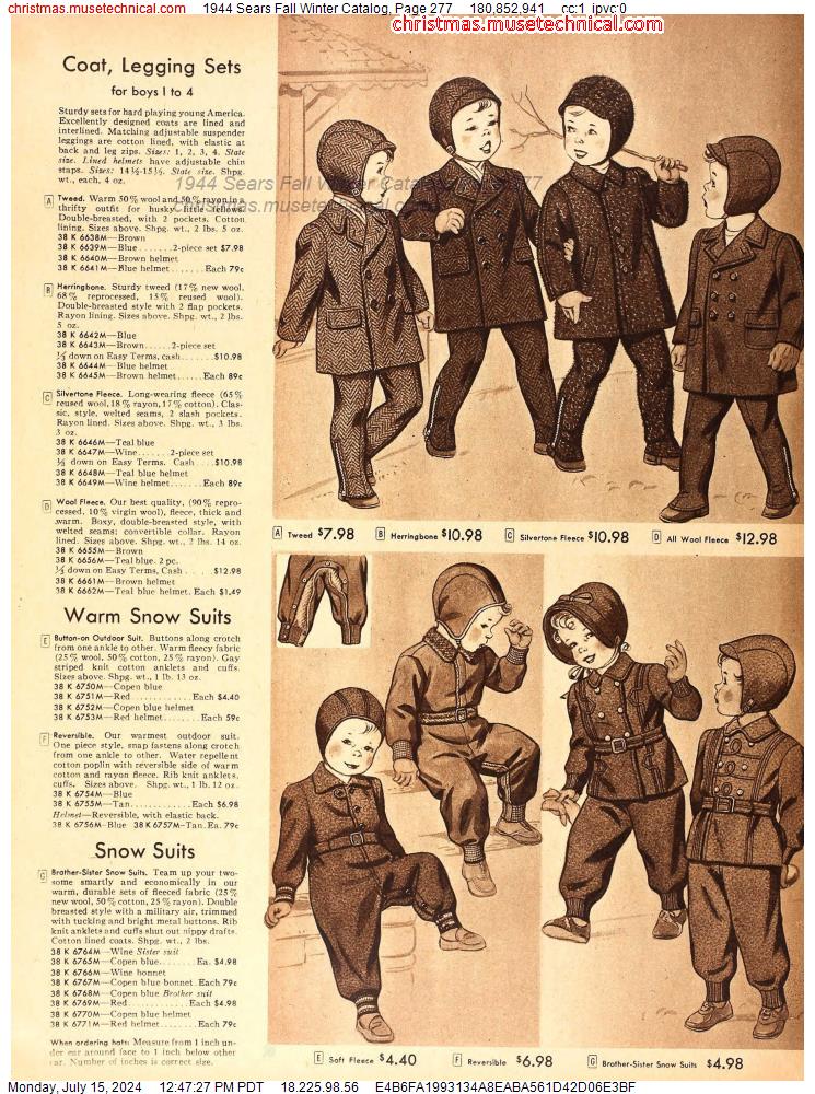 1944 Sears Fall Winter Catalog, Page 277