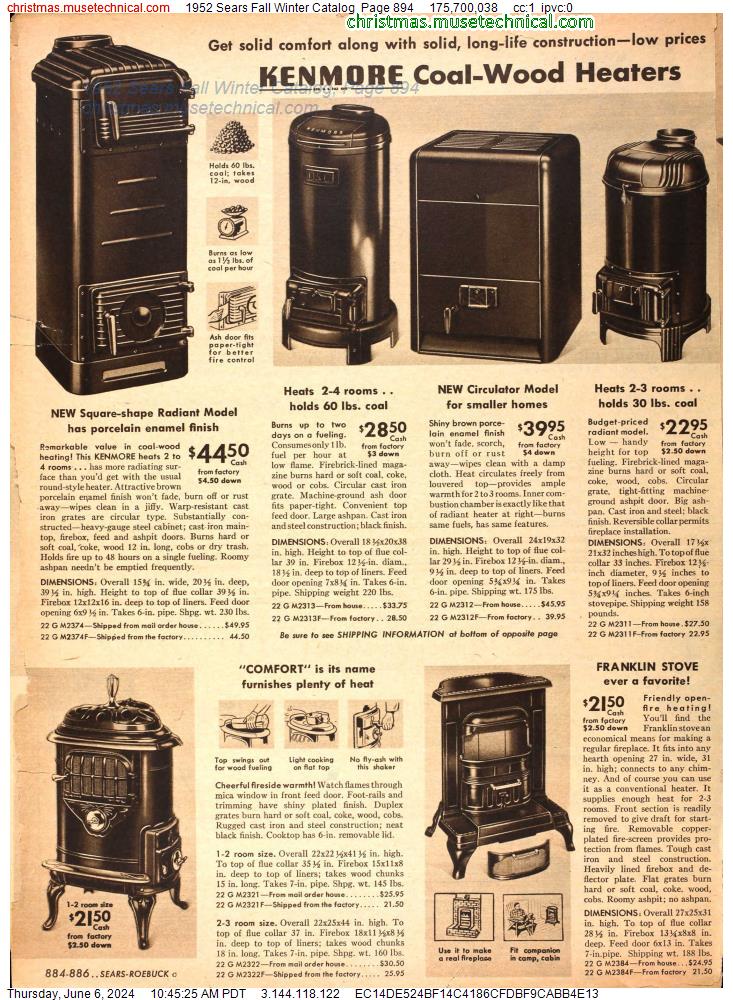 1952 Sears Fall Winter Catalog, Page 894