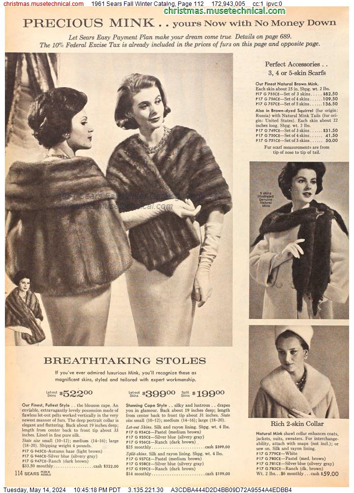 1961 Sears Fall Winter Catalog, Page 112