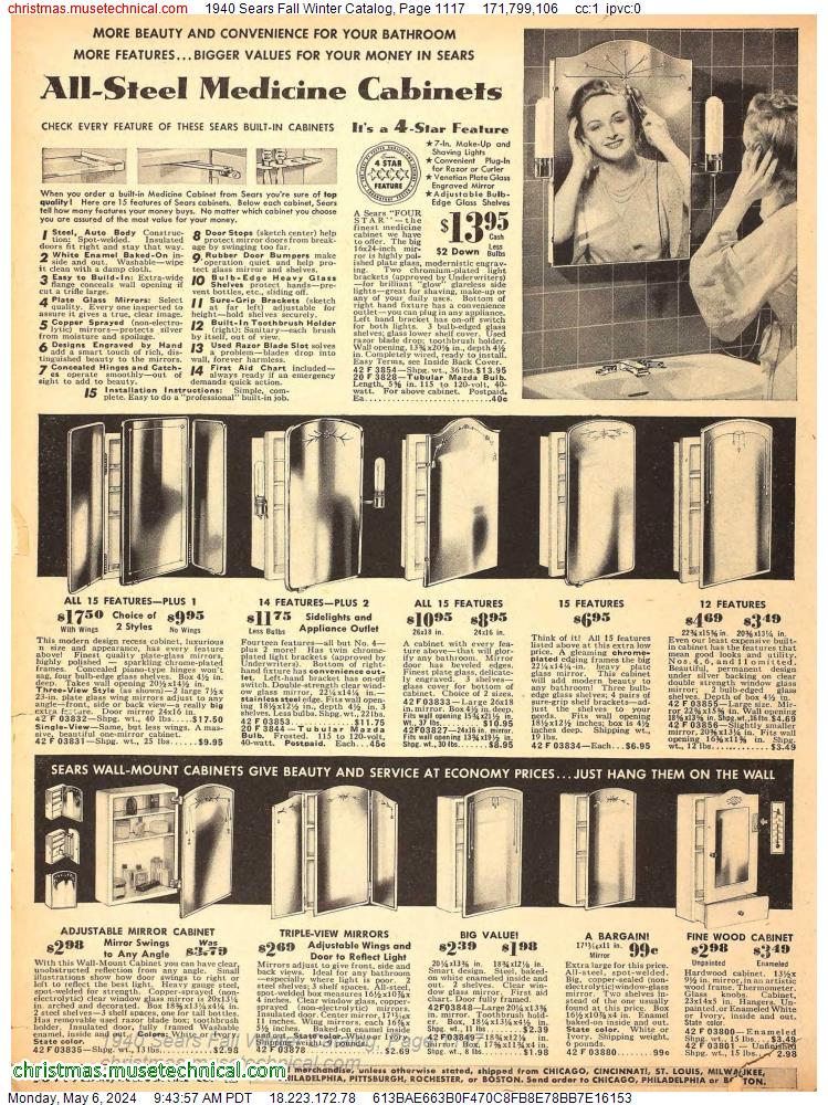 1940 Sears Fall Winter Catalog, Page 1117