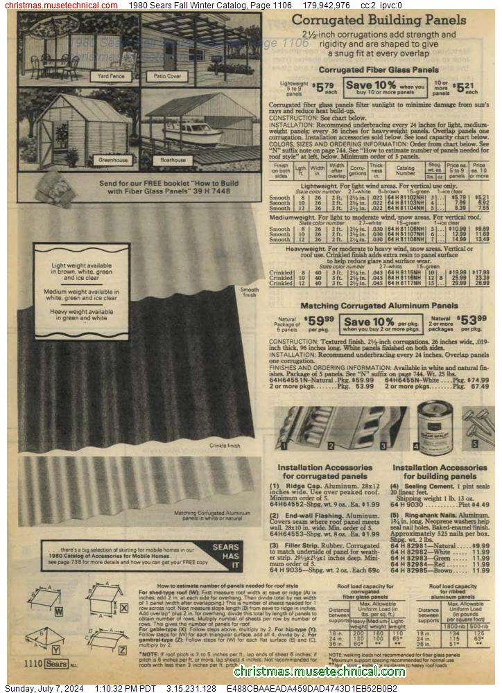 1980 Sears Fall Winter Catalog, Page 1106