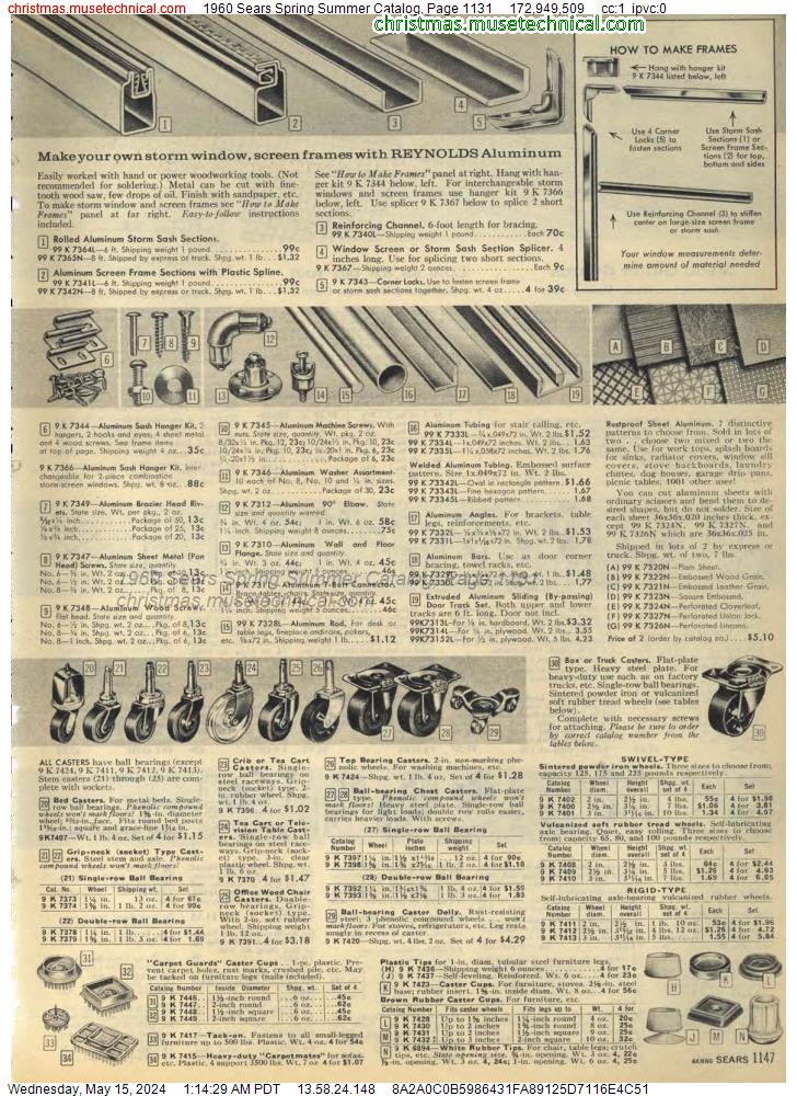 1960 Sears Spring Summer Catalog, Page 1131