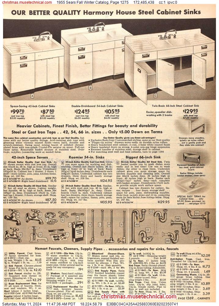 1955 Sears Fall Winter Catalog, Page 1275