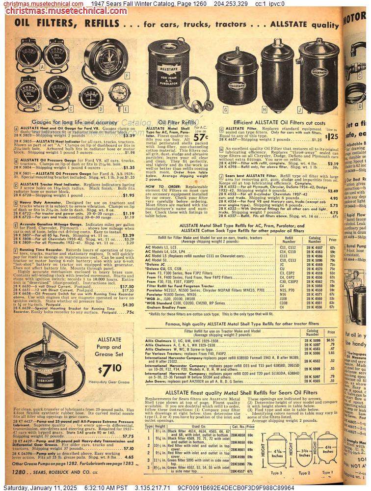 1947 Sears Fall Winter Catalog, Page 1260