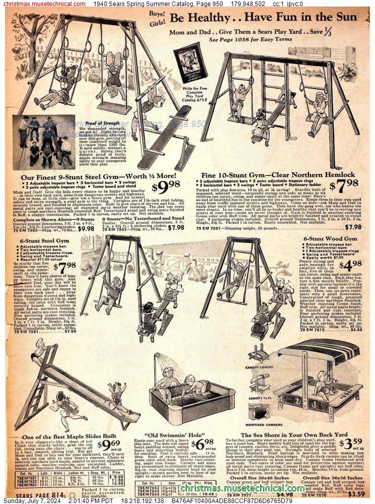 1940 Sears Spring Summer Catalog, Page 950
