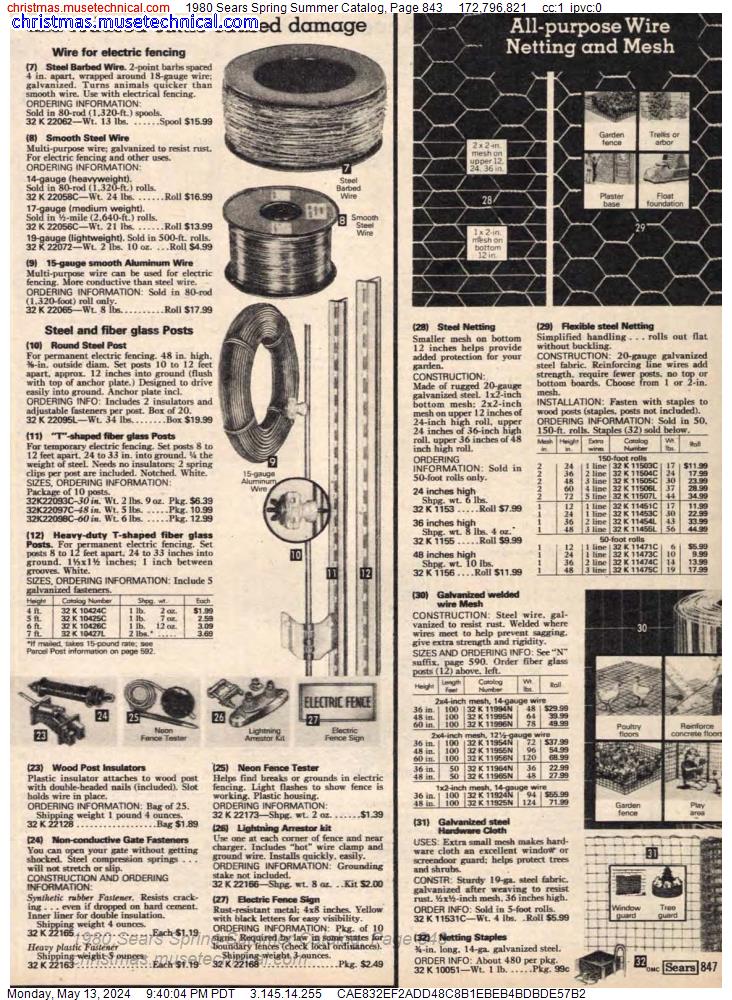 1980 Sears Spring Summer Catalog, Page 843