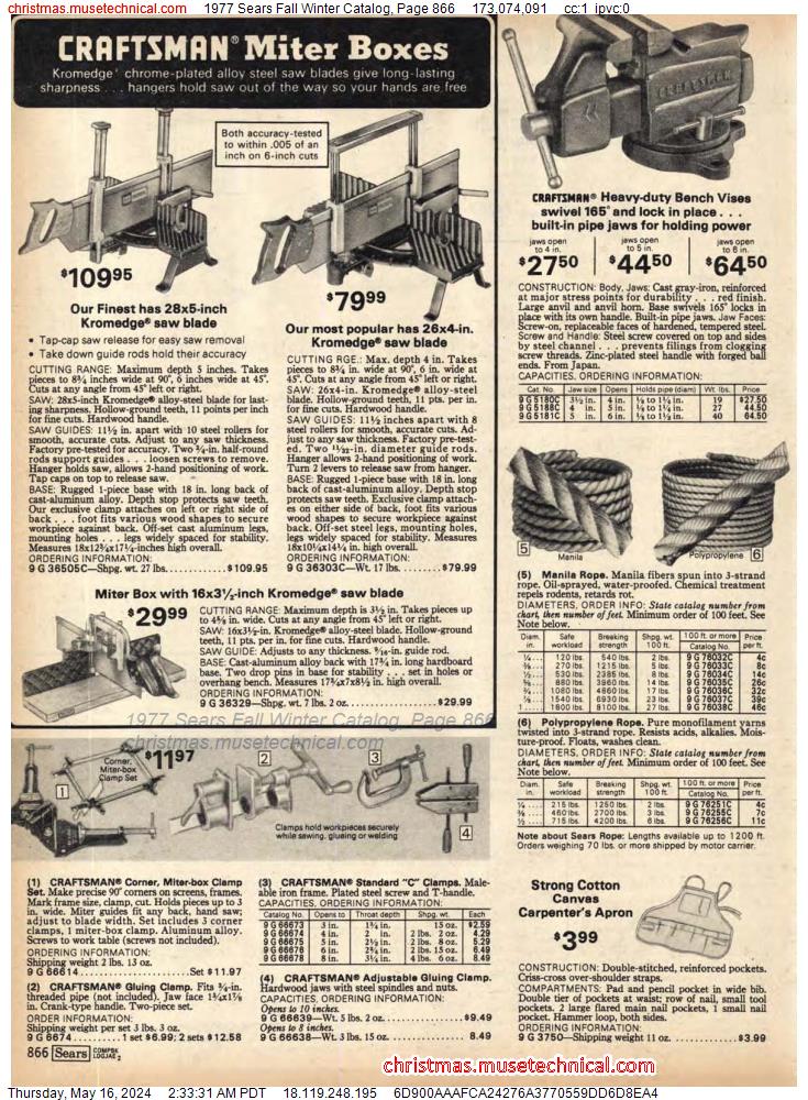 1977 Sears Fall Winter Catalog, Page 866