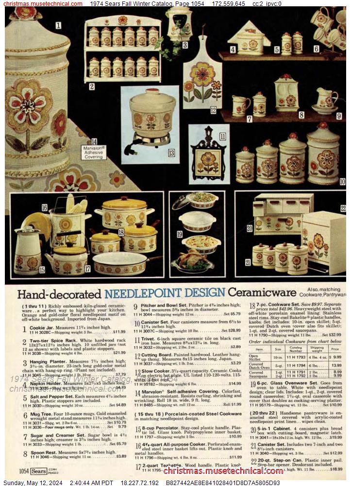 1974 Sears Fall Winter Catalog, Page 1054