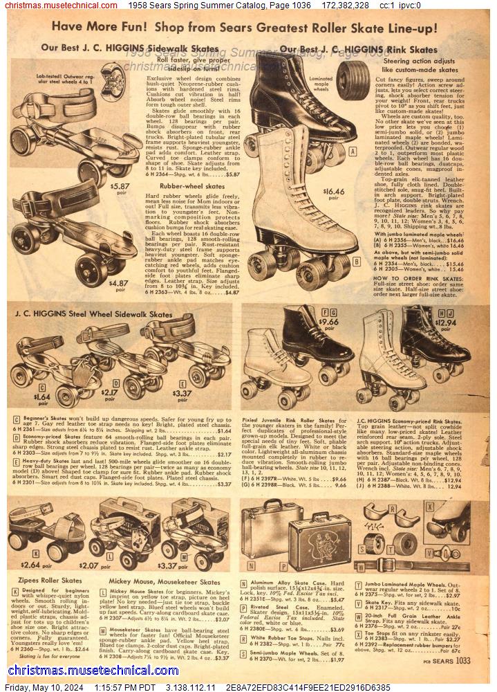1958 Sears Spring Summer Catalog, Page 1036