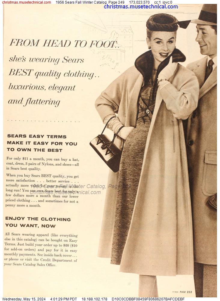 1956 Sears Fall Winter Catalog, Page 249
