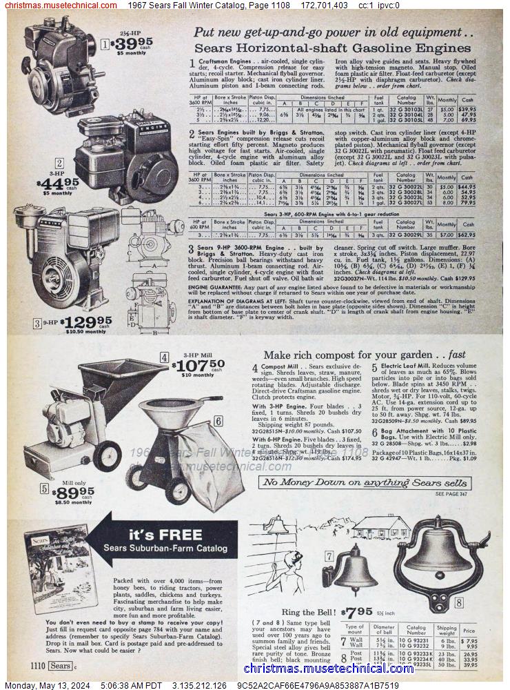 1967 Sears Fall Winter Catalog, Page 1108