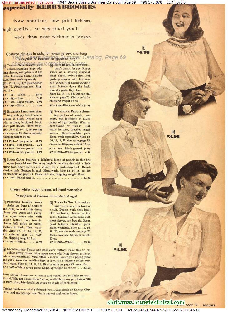 1947 Sears Spring Summer Catalog, Page 69