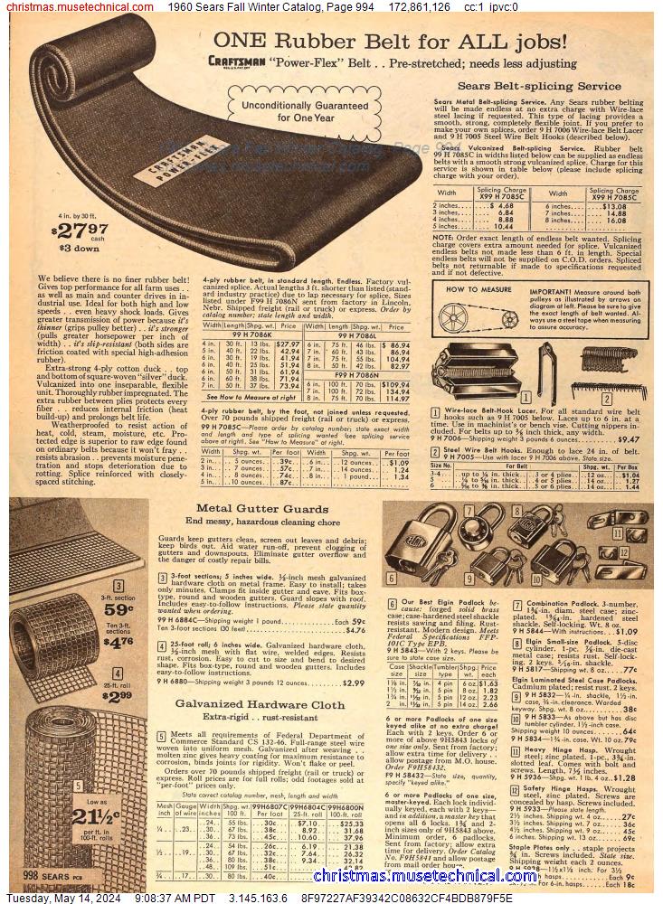 1960 Sears Fall Winter Catalog, Page 994