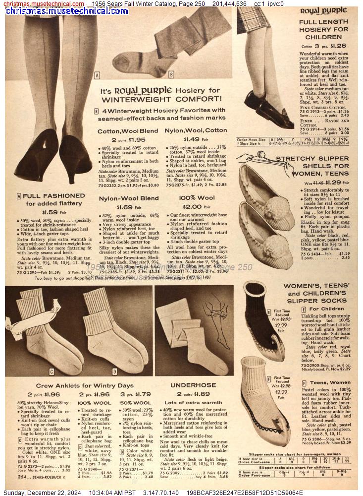 1956 Sears Fall Winter Catalog, Page 250