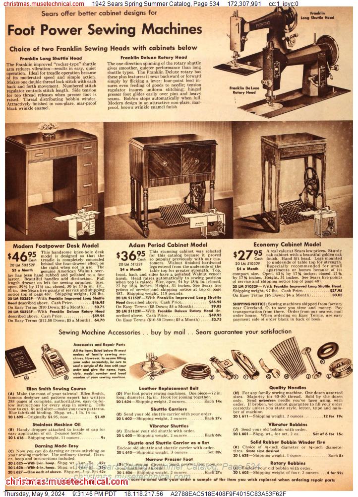 1942 Sears Spring Summer Catalog, Page 534