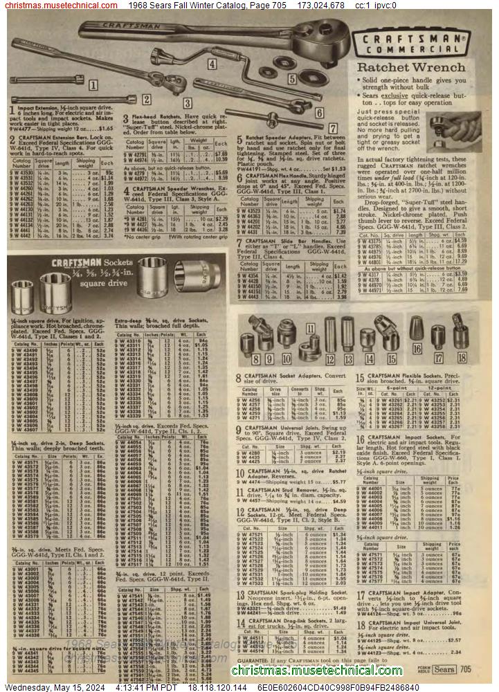 1968 Sears Fall Winter Catalog, Page 705