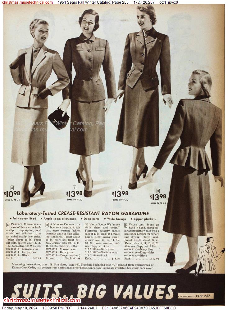1951 Sears Fall Winter Catalog, Page 255