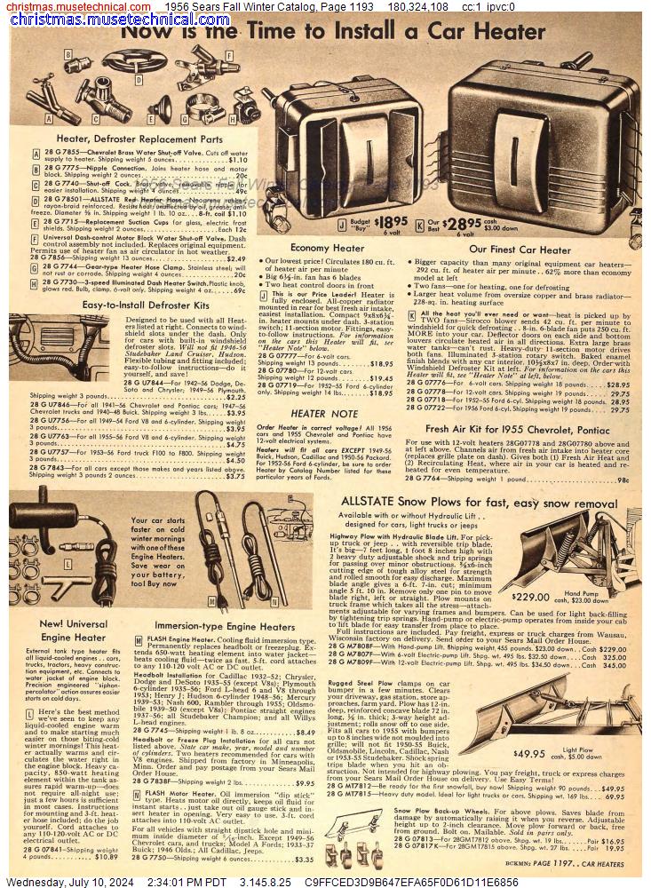 1956 Sears Fall Winter Catalog, Page 1193