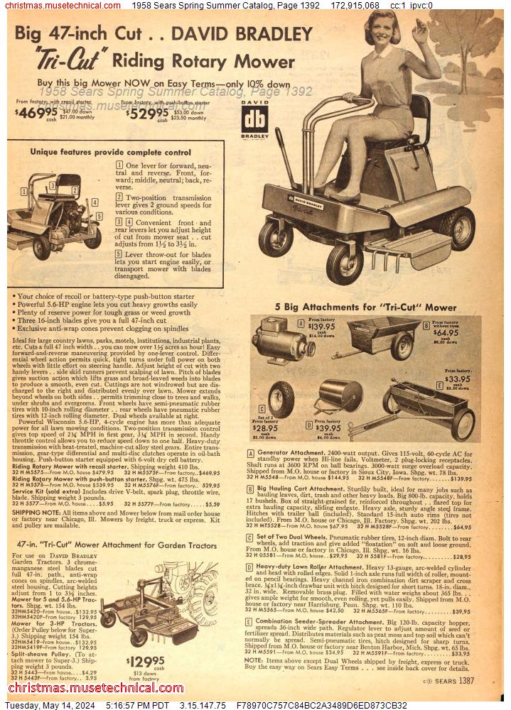 1958 Sears Spring Summer Catalog, Page 1392