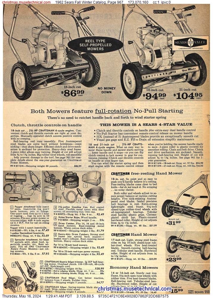 1962 Sears Fall Winter Catalog, Page 967