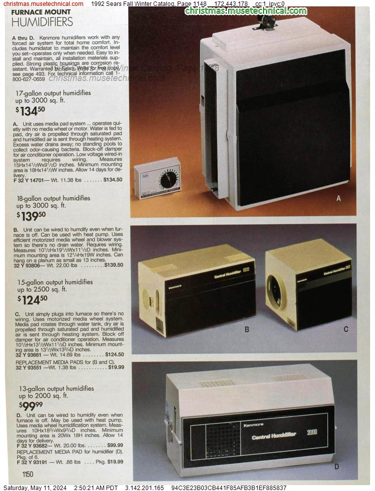 1992 Sears Fall Winter Catalog, Page 1148
