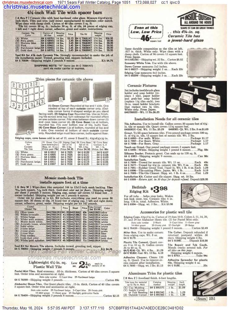 1971 Sears Fall Winter Catalog, Page 1051