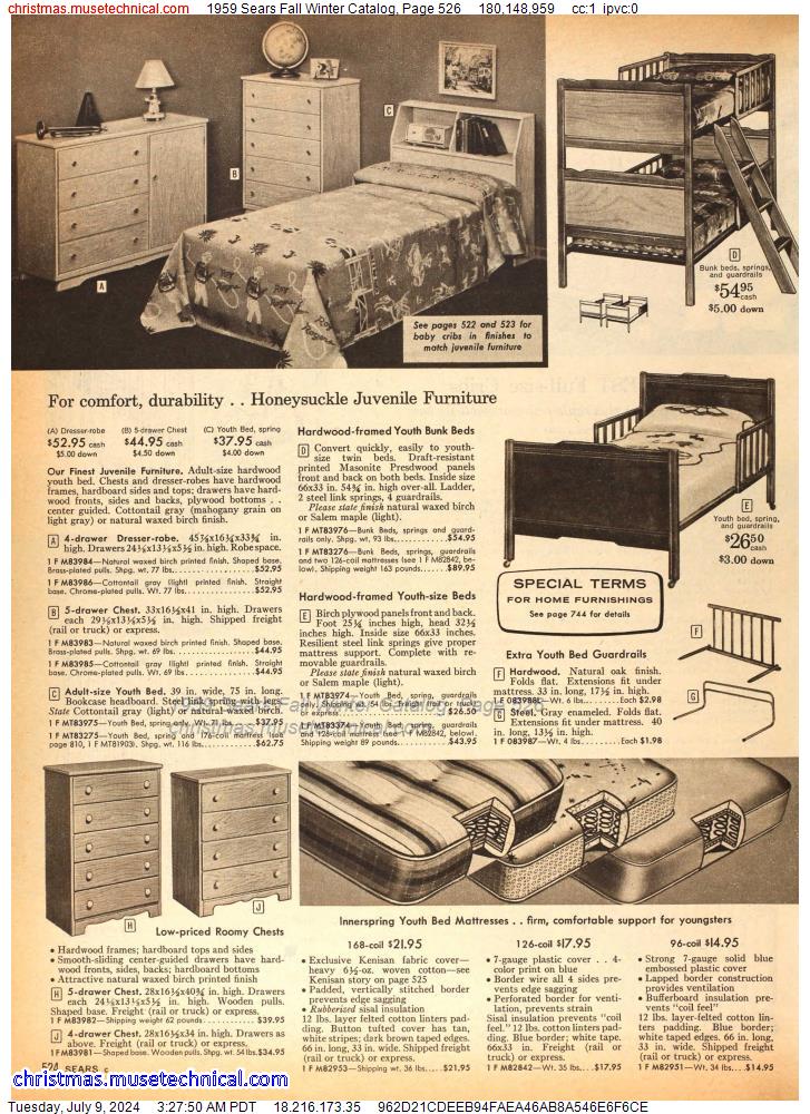 1959 Sears Fall Winter Catalog, Page 526