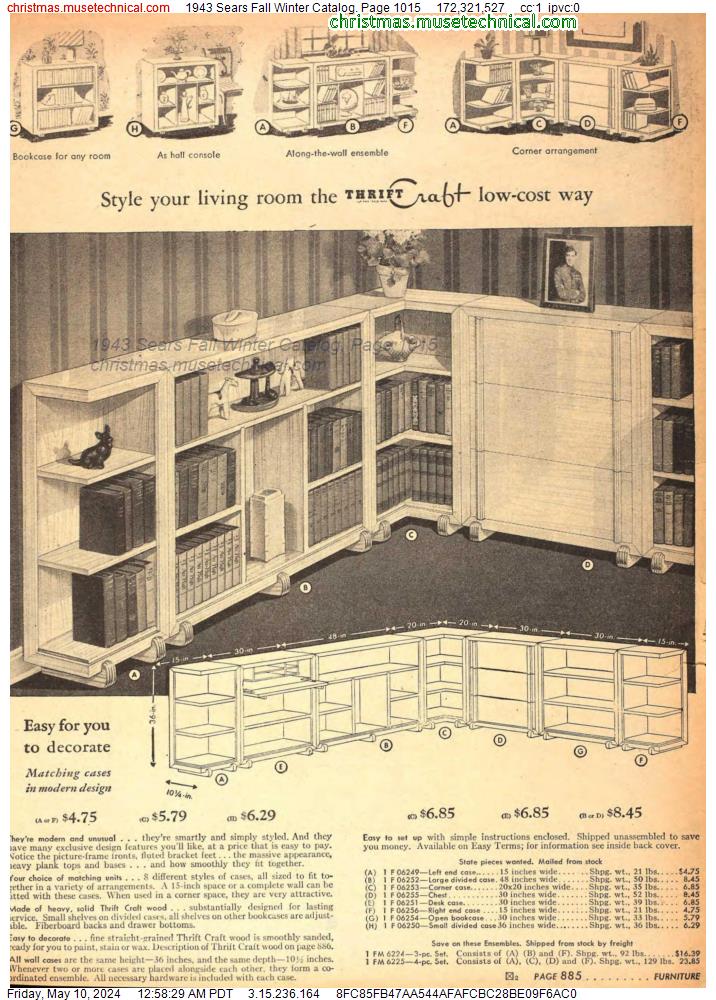 1943 Sears Fall Winter Catalog, Page 1015
